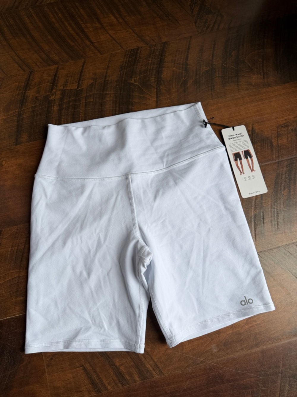 ALO Yoga White High-Rise Bike Shorts